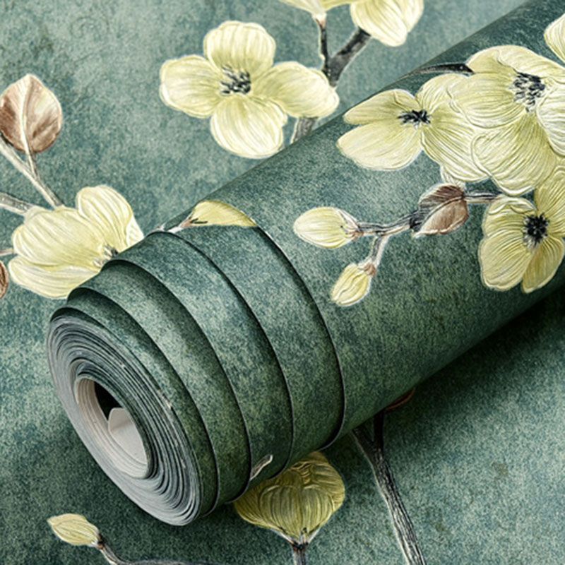 Neutral Color Countryside Flower Wallpaper Stain-Resistant Wall Covering for Guest Room, Peel and Stick