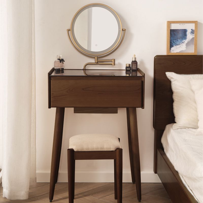 Contemporary Make-up Vanity Bedroom Glass Lighted Mirror with Drawer