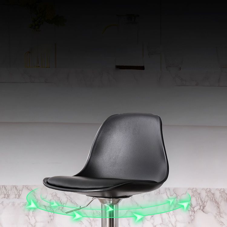 Contemporary Metal Barstool Faux Leather Footrest Adjustable Counter Stool