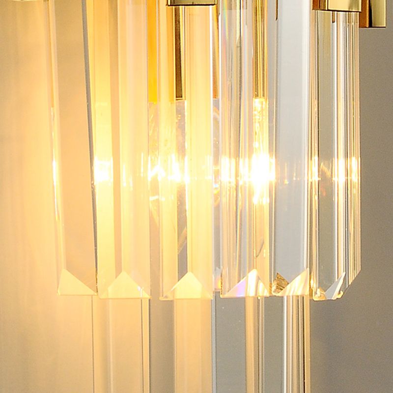 Postmodern Style Crystal Wall Light Gold Layered Wall Sconce for Living Room