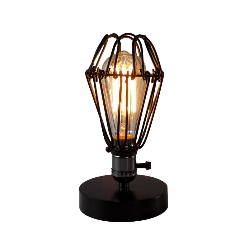Smeedijzeren zwarte tafel verlichting draad frame 1 licht industriële stijl tafellampje met bloembladen ontwerp