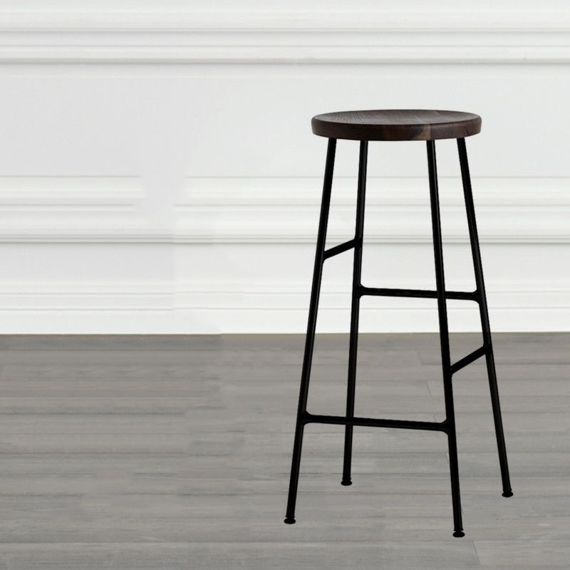 Modern Footrest Backless Barstool Matte Finish Oak Wood Coffee Shop Stool