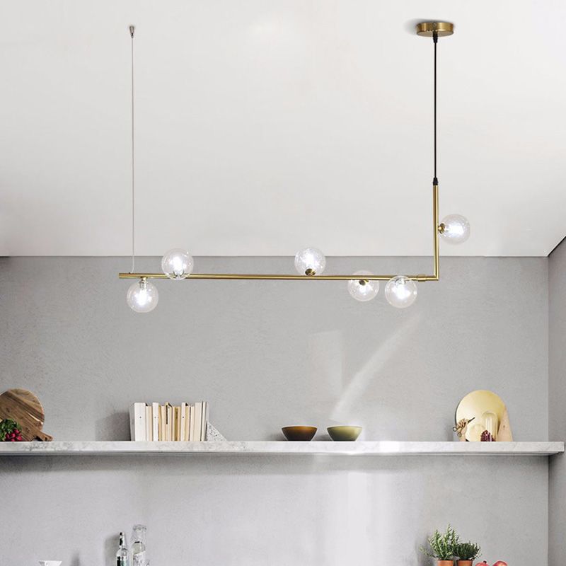 Globe Glass Island Pendant Light Minimalist Style Island Ceiling Light for Dinning Room