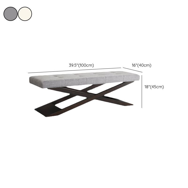 Glam Rectangle Seating Bench Cushioned Bedroom Bench with Metal Base