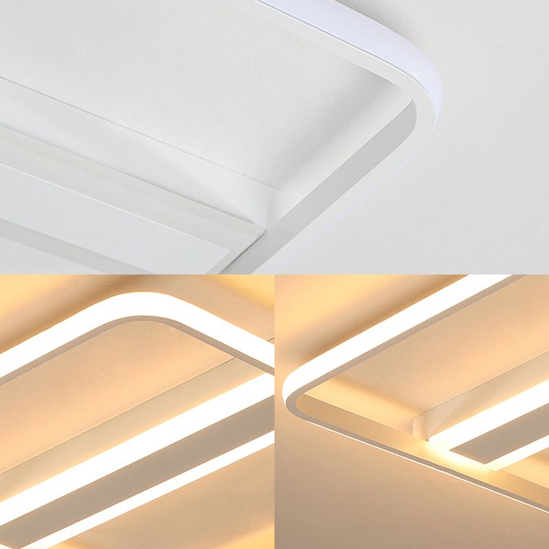 16 "/19.5" /23.5 " Wide Squared Flushmount Warm / White Light Minimalist Metal Led Flush Ceiling Light with Linear Canopy