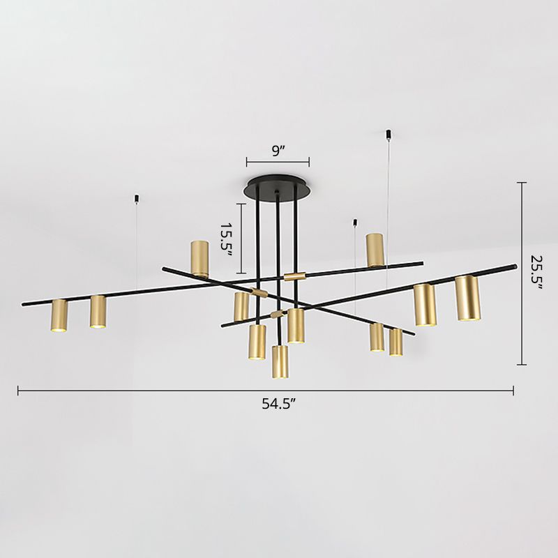 Postmodern Cross Brain lampadario in metallo soggiorno sospeso in nero in nero e oro