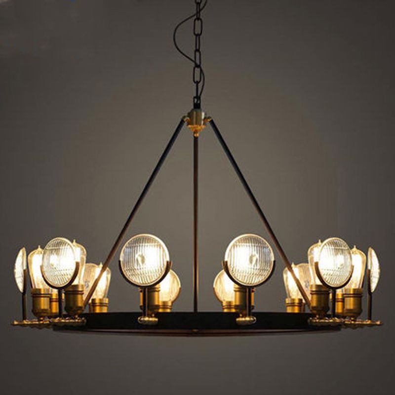 Luces de techo colgantes negros vintage Candelera colgante de metal para comedor