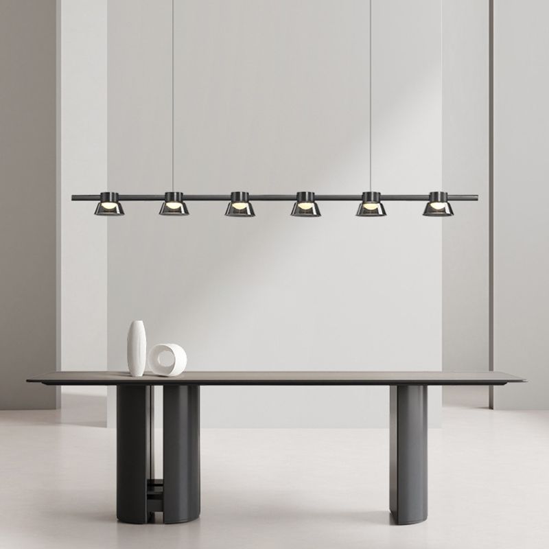 Linear Contemporary Glass Multi Lights Island Light in Black