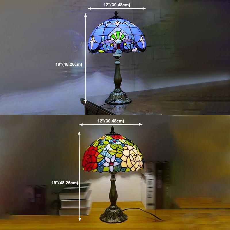 Tiffany Style Table Lamp 1-Light Desk Lamp with Glass Shade for Bedside
