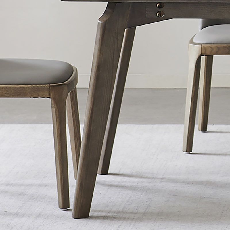 Modern Stone Dining Site Table 4 Wood Legs Rectangle Home Dining Table