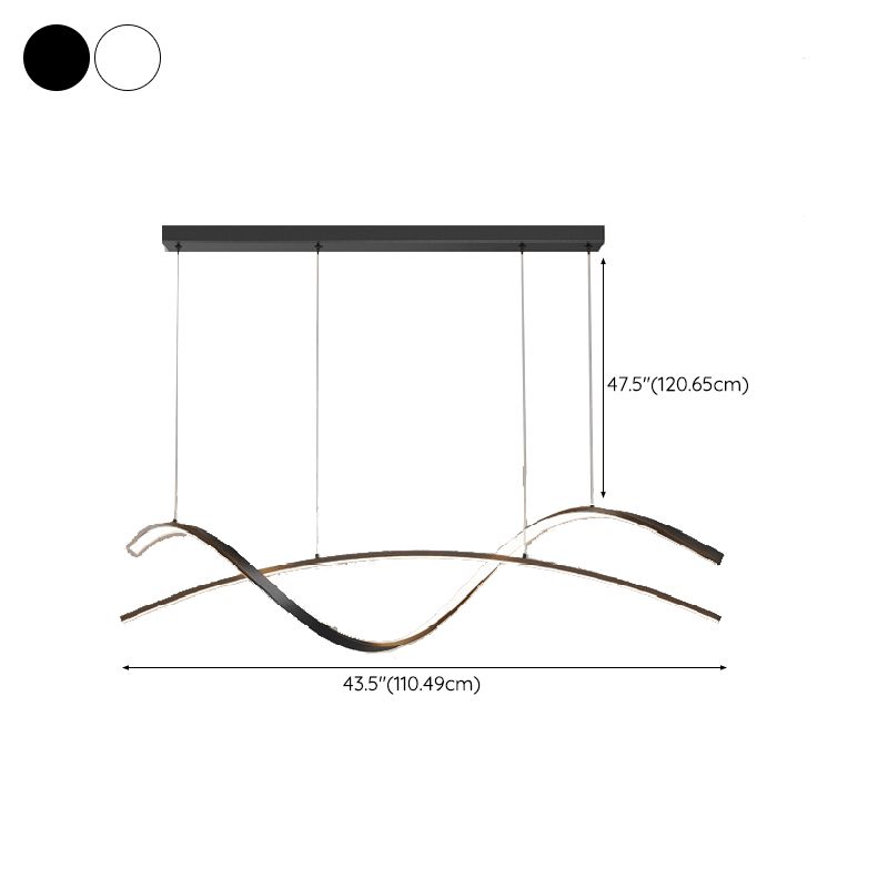 Strip Shape Island Light Modern LED Island Hanging Lamp with Acrylic Shade for Dining Room
