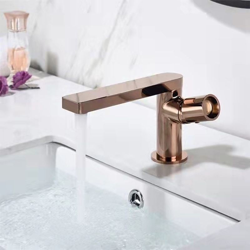 Modern Brass Bathroom Sink Faucet Low Arc with Knob Handle Vessel Faucet