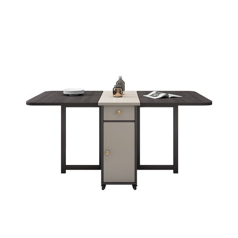 Mid-Century Modern Dining Room Table Drop-Leaf Table with Ash Solid Wood Base,59"L x 29.1"H