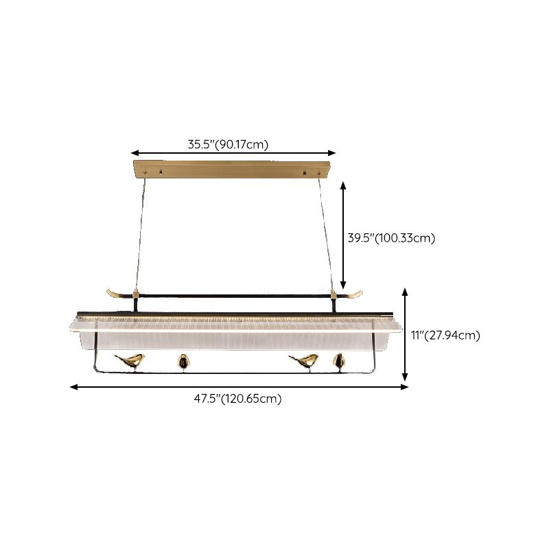 Single Modernism Golden Ceiling Light Acrylic Unique Kitchen Island Lighting