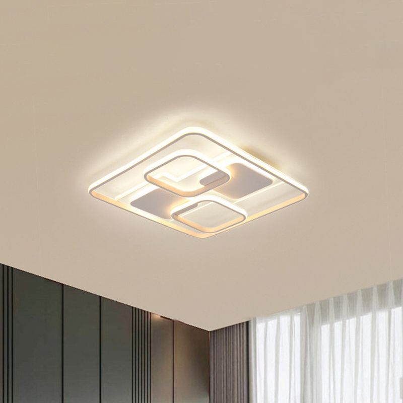 White Multi-Square Flushmount Simple 19.5"/23.5" Wide LED Acrylic Ceiling Mount Light in Warm/White Light