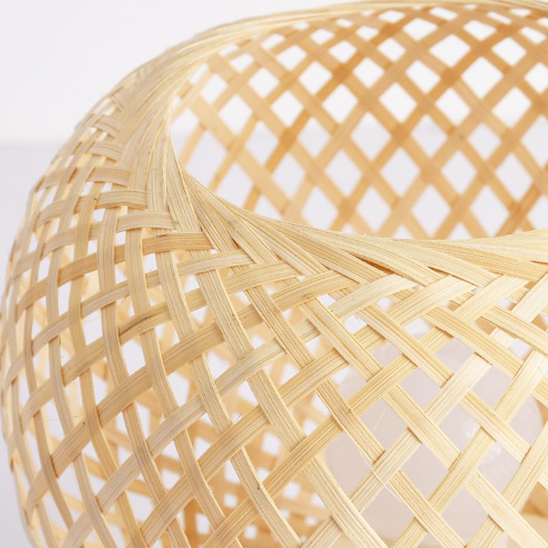 Asia Sphere Ceiling Flush Mount Bamboo Ceiling Mounted Fixture in Beige