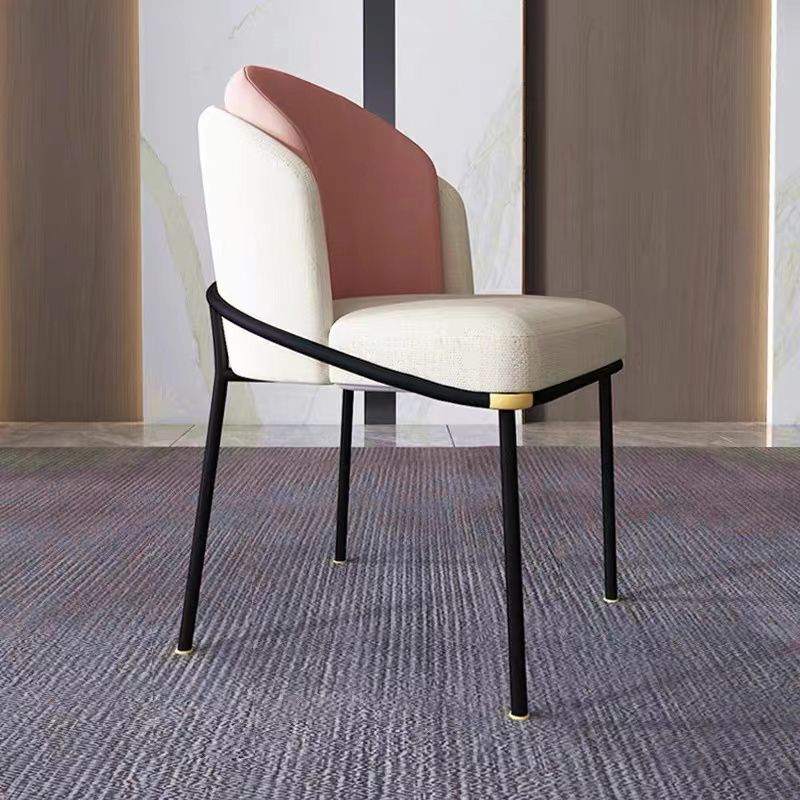 Modern Upholstered Armless Chair Fabric Dining Chair with Metal Base for Restaurant