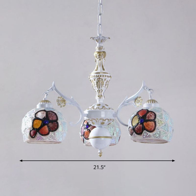 Flower Chandelier Lighting Fixture Tiffany Stained Art Glass 5/9/11 Lights White Ceiling Pendant