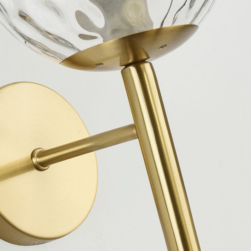 Modern Style Ball Wall Light Glass 1 Light Sconces in Gold for Bedroom