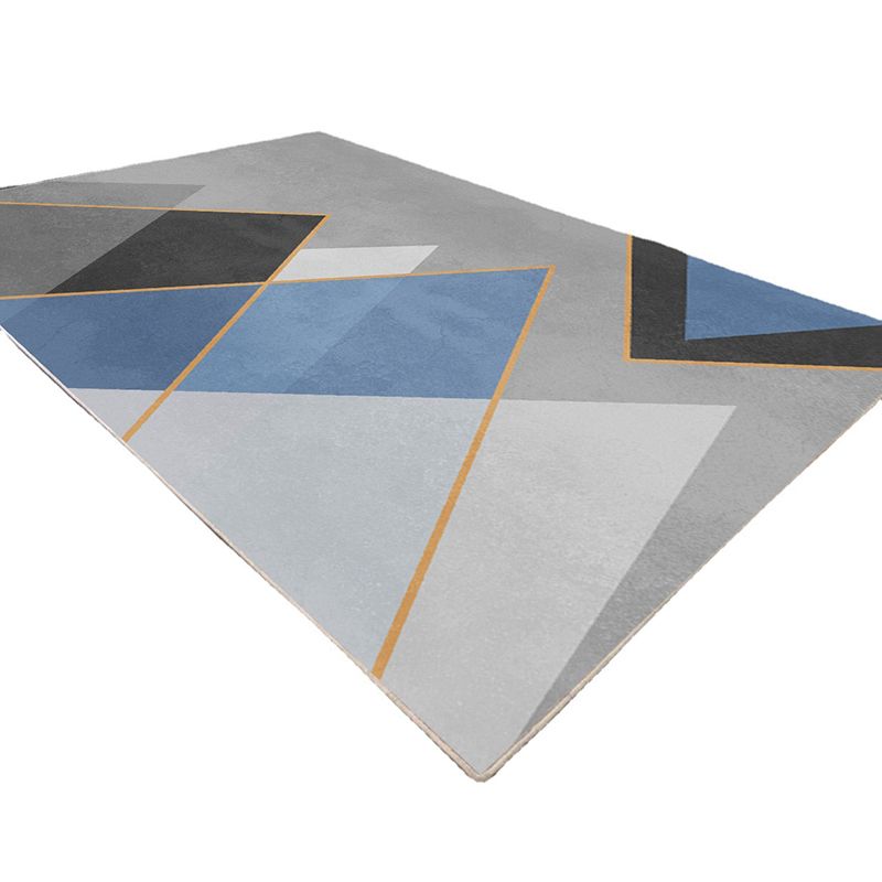 Contemporary Geometry Print Rug Polyester Carpet Stain Resistant  Area Rug for Living Room