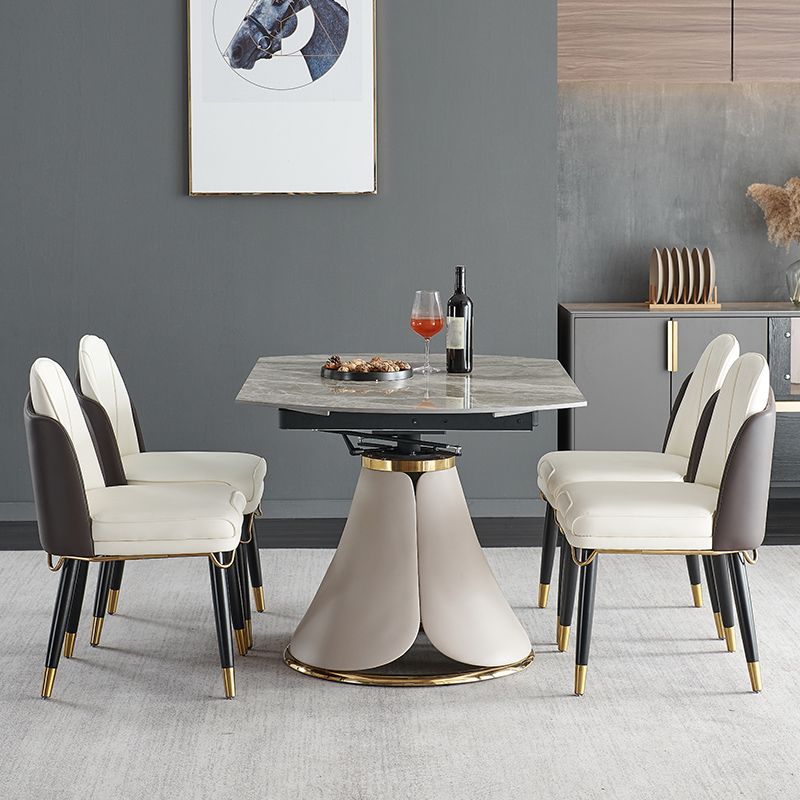 Casual Extendable Round Shape Table Sintered Stone Standard Dining Table for Kitchen
