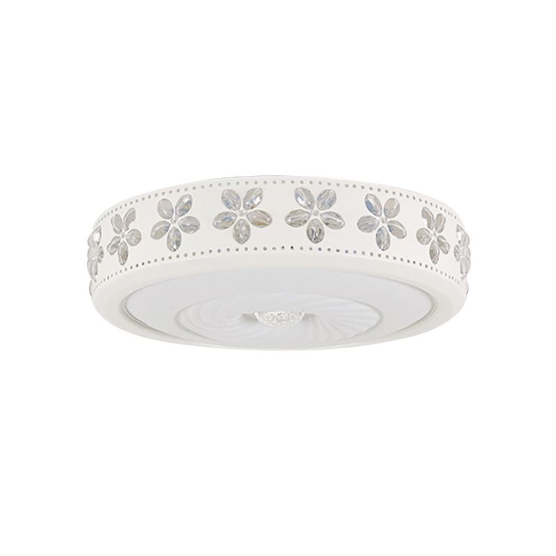 White Circle Flush Mounted Lamp Minimalist Iron Living Room LED Ceiling Light Fixture with Flower Edge, 16.5"/24.5" Dia