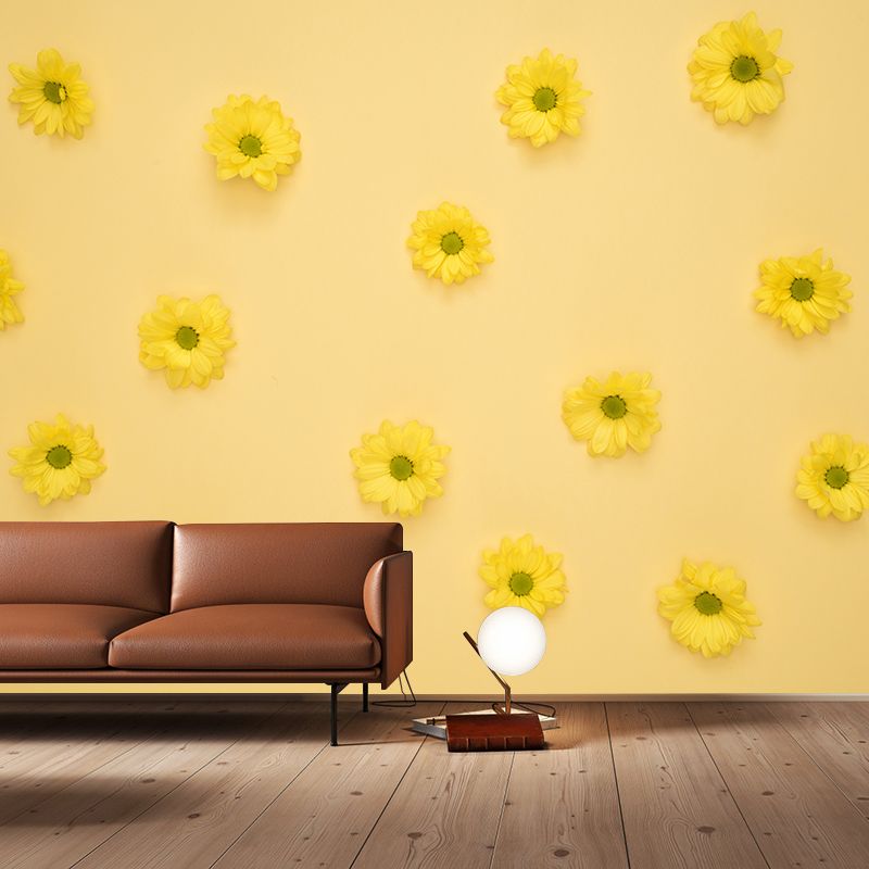 Flower Blossom Murals Modern Wall Covering for Sitting Room, Water Resistant