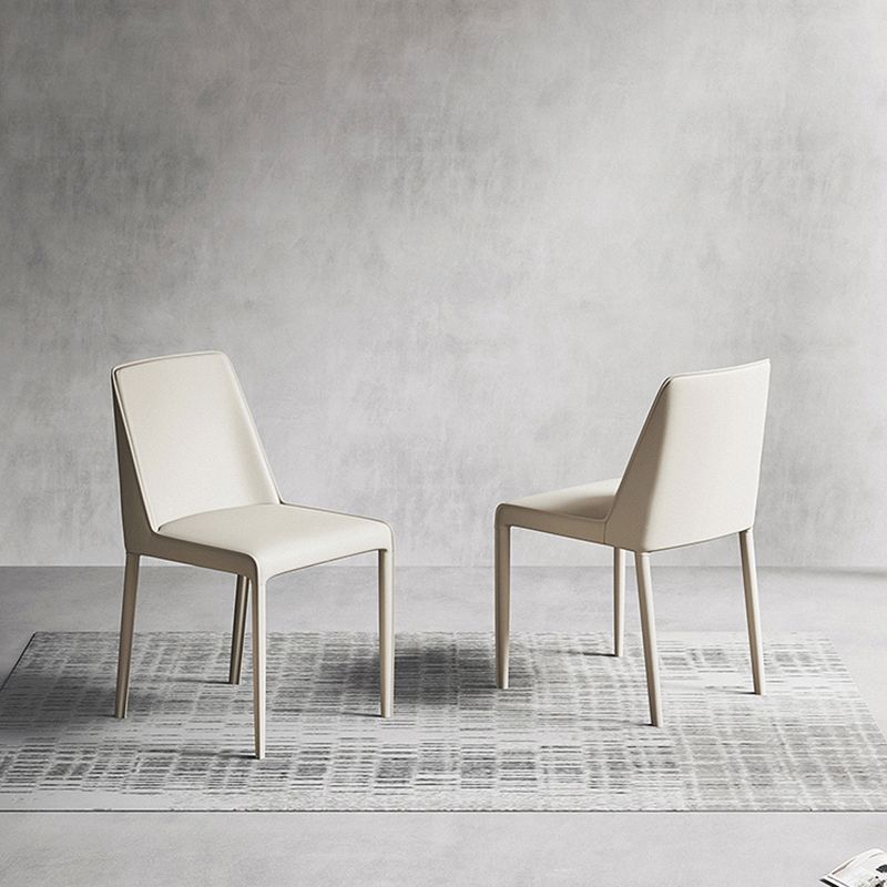 Sillas laterales de comedor con respaldo sólido de diseño moderno, sillas de comedor sin brazos de cuero para cocina