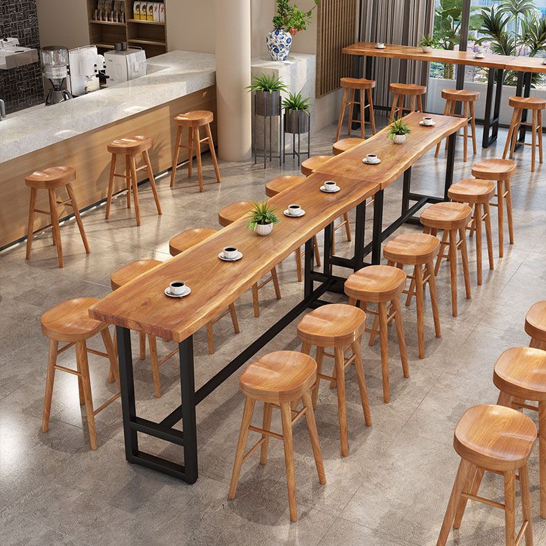 Modern 1/9 Pieces Bar Table Set Rectangle Pine Wood Counter Table with Stools for Balcony