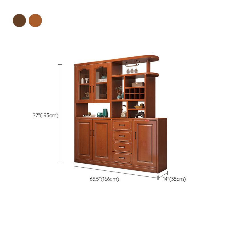 Modern Wood Cabinet in Brown 13.77" Wide Accent Cabinet with Drawers and Doors