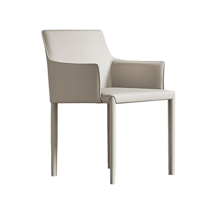 Minimalist Solid Back Chair for Home Use Leather Dining Side Chair