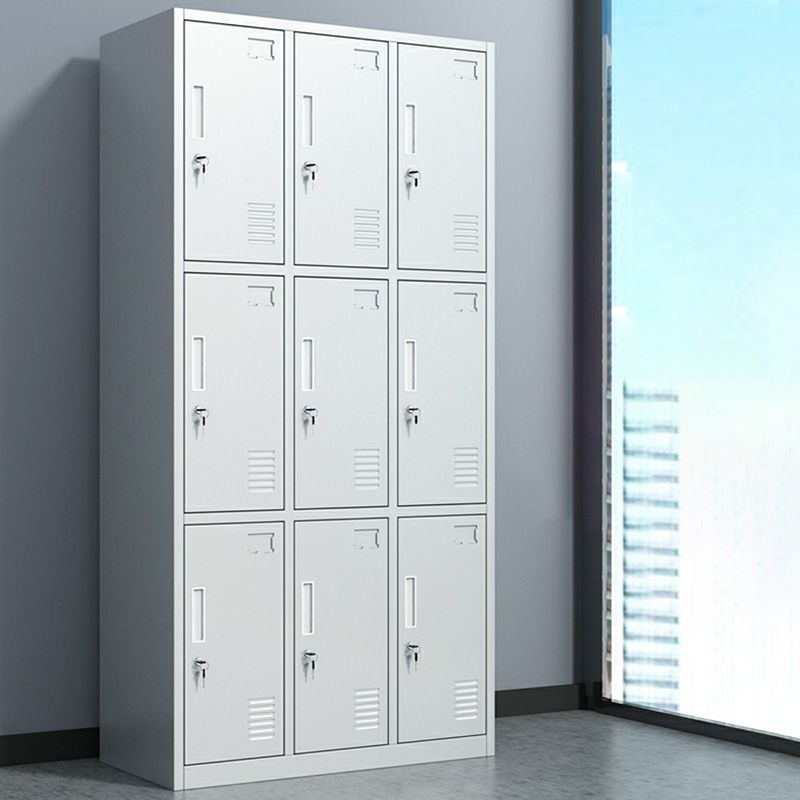 Metal Hinged Door Storage Cabinet Contemporary Gray Cabinet for Bathroom