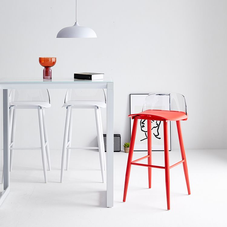 Coffee Shop Footrest Scandinavian Stool Matte Finish Plastic Barstool