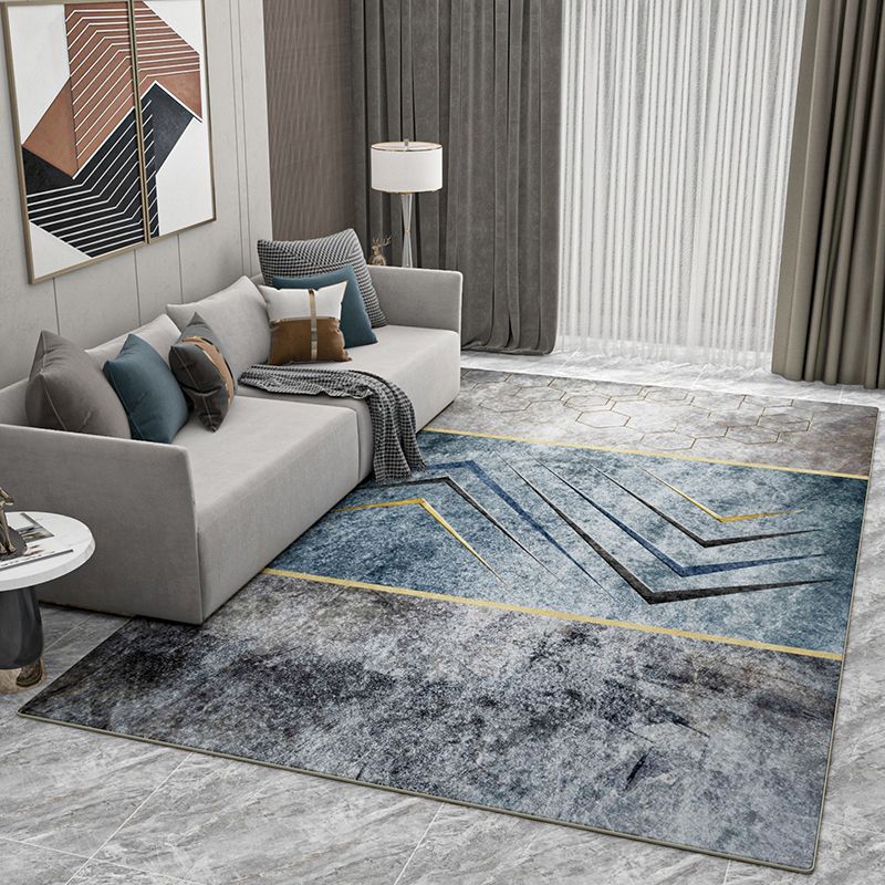 Relaxing Geometric Pattern Rug Polyester Area Carpet Stain Resistant Indoor Rug for Living Room
