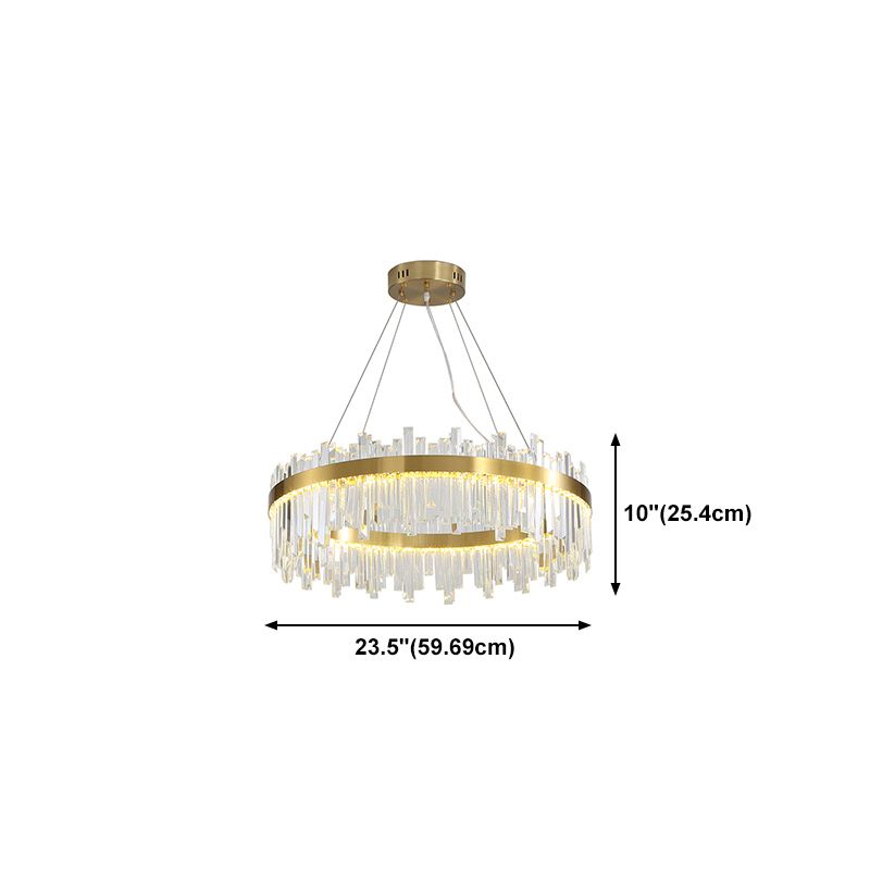 Runde Form hängende Lichter moderner Kristallmetallkronleuchter in Gold für Wohnzimmer