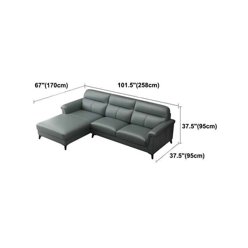 Contemporary Green Stain-Resistant Genuine Leather for Living Room Sofa