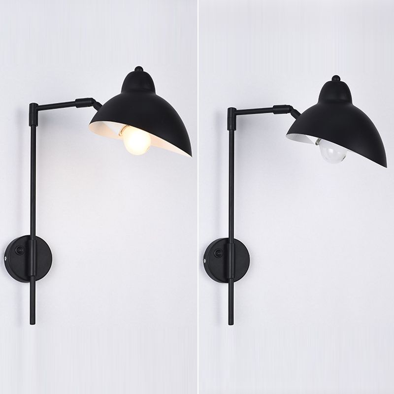Black Duckbill Reading Wall Lamp Vintage Metal 1 Bulb Bedroom Wall Light
