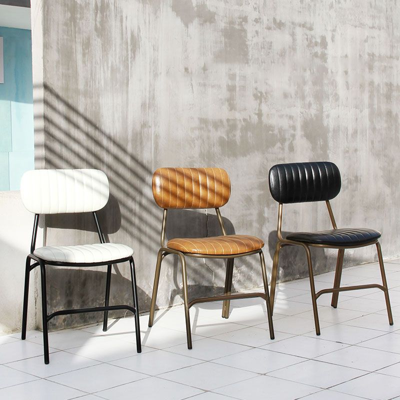 Chaises latérales de salle à manger en cuir de Style industriel, chaise latérale de salle à manger à dossier ouvert pour la maison