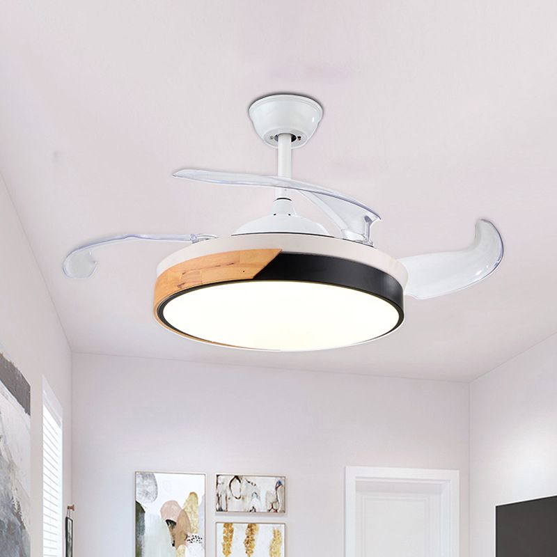 Nordic Ring Semi Mount Lighting 42 "W LED Acrylhänge -Lüfterlampe in Weiß mit Fern-/Wandsteuerung/Frequenzumwandlung, 4 Klingen