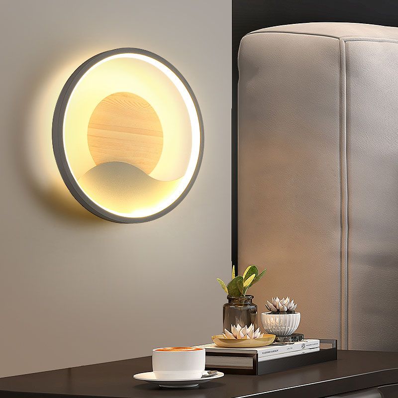 Aluminium afgeronde schaduw Wandlicht Moderne 1-licht LED-wand sconce voor slaapkamer