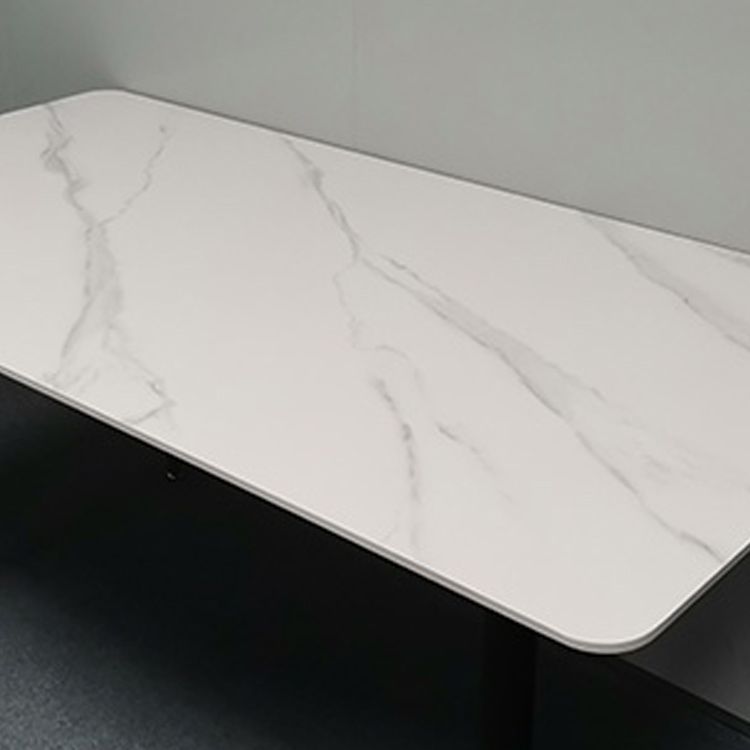 Rectangle Dining Table Stone Top Dining Table with Iron Base