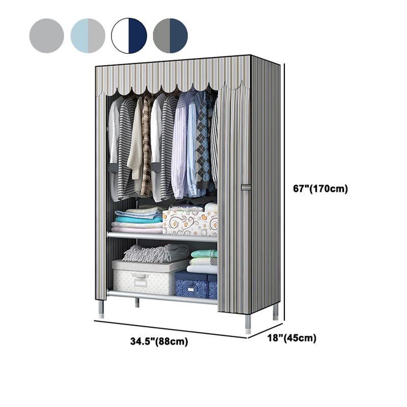 Modern Style Wardrobe Armoire Silver Metal Frame Wardrobe Cabinet