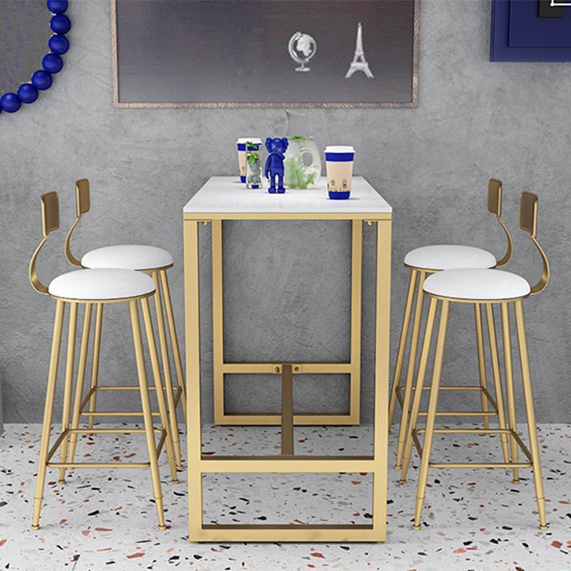 Contemporary Marble Pub Height Dining Table Trestle Indoor Counter Height Dining Table