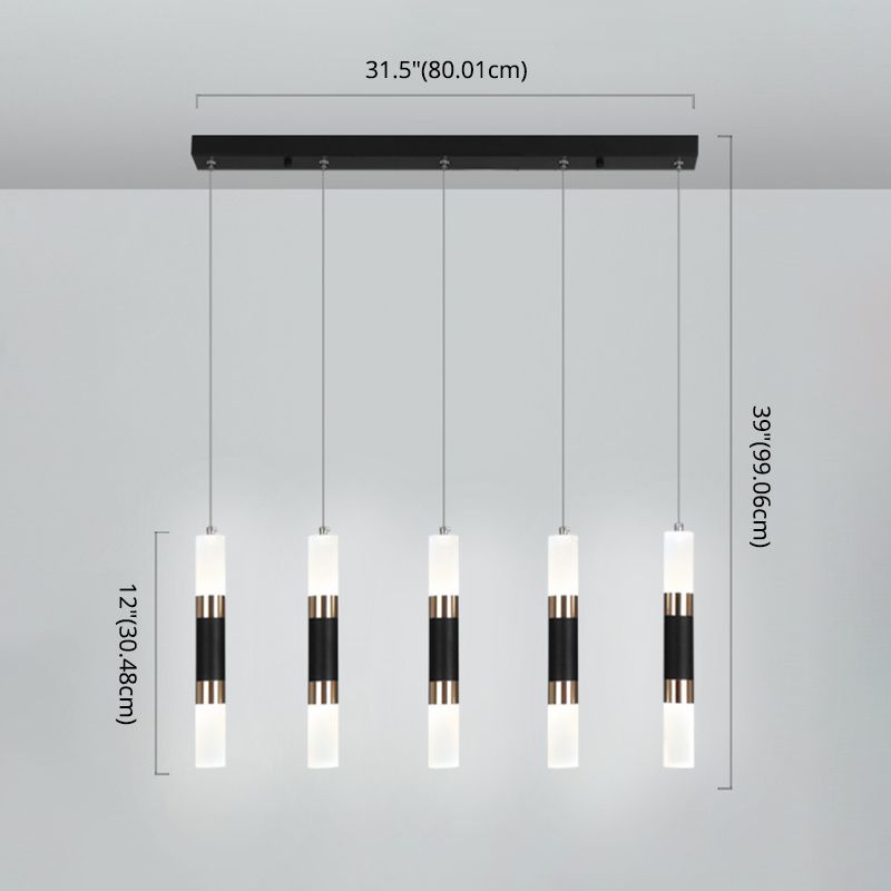 Cylinder Hanging Light Fixture Modern Style Metal LED Black Hanging Ceiling Light