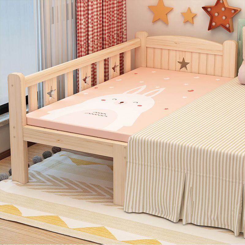 Washed Natural Solid Wood Nursery Bed Contemporary with Guardrail
