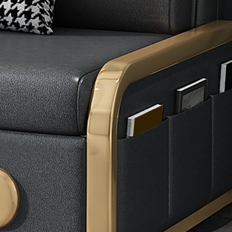 Armless Modern Faux Leather Stain Resistant Bed Sofa Couch in Grey
