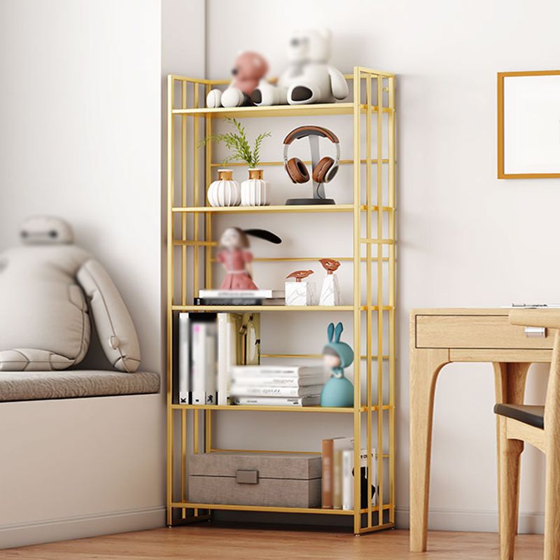 Industrial 5-Shelf Etagere Bookshelf Iron Open Shelf for Home Office