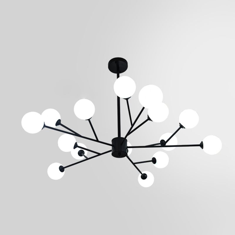 Accesorios de iluminación de araña de rama Candelera de sombra de vidrio esmerilado para dormitorio de sala de estar