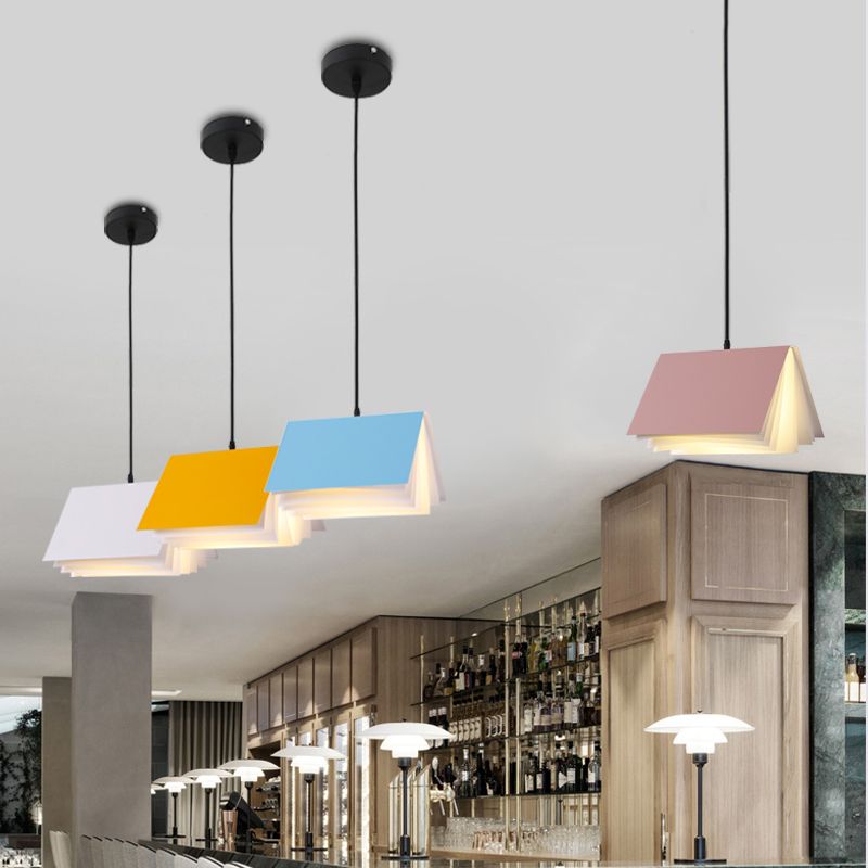 Macaron Pendant Light Modern Simple Style Book Shape Indoor Living Room Hanging Lamp