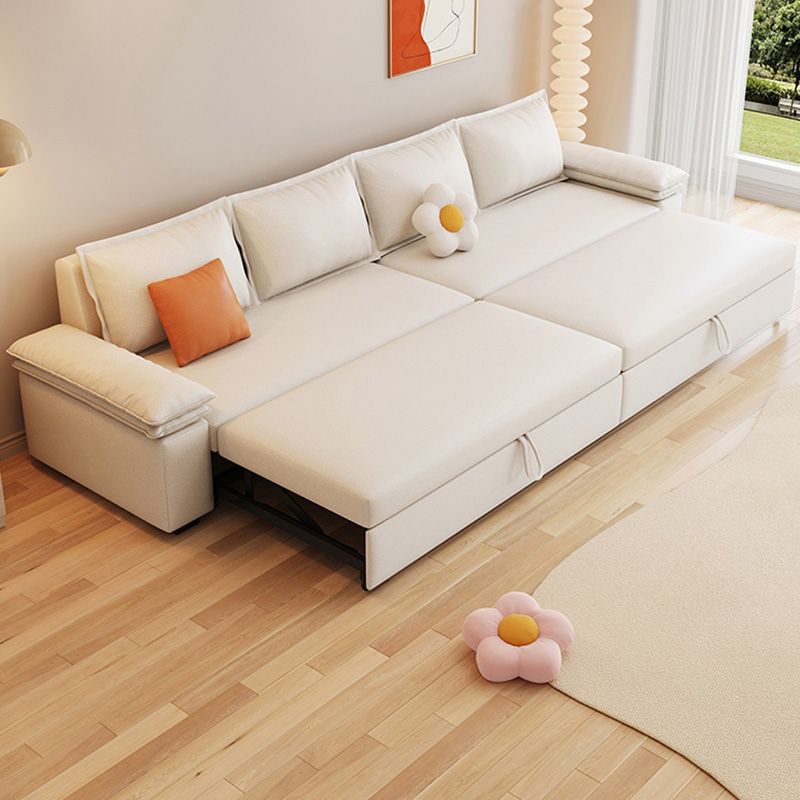 Contemporary Sleeper Sofa Faux Leather Sleeper Sofa in White